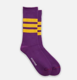 Chaussettes Fine Pile Striped Crew Violet