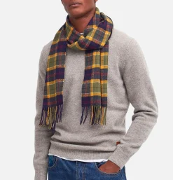 Echarpe Tartan Lambswool Navy Green Ocre