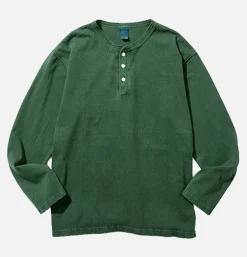 Ls Henley Tee Dark Green