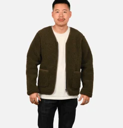 Zip Up Vee Cardigan Khaki