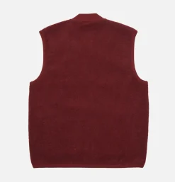 Zip Waistcoat Wool Deep Red